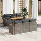 7-delige Loungeset met kussens poly rattan grijs