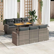 Loungeset 7-delig poly rattan grijs