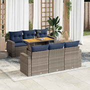 Loungeset 7-delig poly rattan grijs