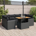 7-delige Loungeset met kussens poly rattan zwart