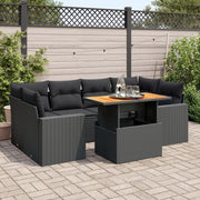 Loungeset 7-delig poly rattan zwart