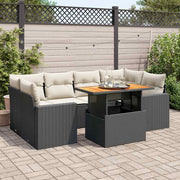Loungeset 7-delig poly rattan zwart