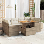 Loungeset 7-delig poly rattan beige