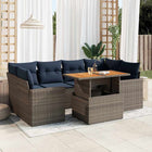 7-piece Lounge Set with Cushions poly rattan grey