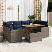 Loungeset 7-delig poly rattan grijs
