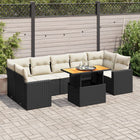 8-delige Loungeset met kussens poly rattan zwart