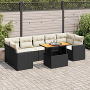 Loungeset 8-delig poly rattan zwart