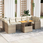 8-delige Loungeset met kussens poly rattan beige