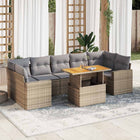 8-delige Loungeset met kussens poly rattan beige