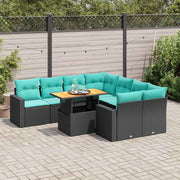 Loungeset 9-delig poly rattan zwart