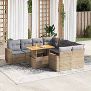 Loungeset 9-delig poly rattan beige