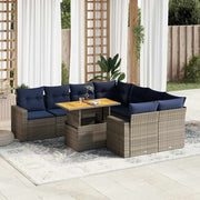 Loungeset 9-delig poly rattan grijs