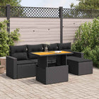 6-piece Lounge Set with Cushions Poly Rattan Black