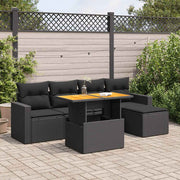 Loungeset 6-delig poly rattan zwart