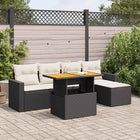 6-piece Lounge Set with Cushions Poly Rattan Black