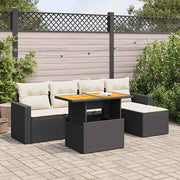 Loungeset 6-delig poly rattan zwart
