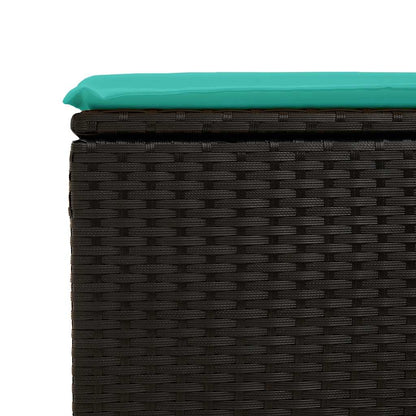 6-delige Loungeset met kussens poly rattan zwart
