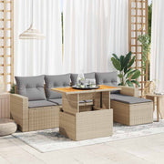 Loungeset 6-delig poly rattan beige