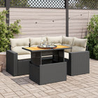 5-Piece Loungeset with Cushions Poly Rattan Black