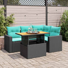 Loungeset 5-delig poly rattan zwart
