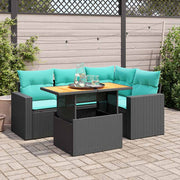 Loungeset 5-delig poly rattan zwart