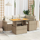 Loungeset 5-delig poly rattan beige