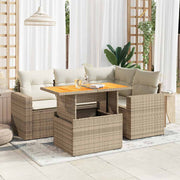 Loungeset 5-delig poly rattan beige