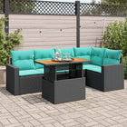 6-piece Lounge Set with Cushions Poly Rattan Black