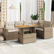 Loungeset 6-delig poly rattan beige