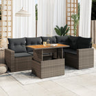 6-piece Lounge Set with Cushions Poly Rattan Grey