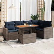 6-piece Lounge Set with Cushions Poly Rattan Grey