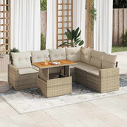 Loungeset 7-delig poly rattan beige