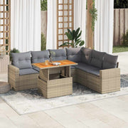 Loungeset 7-delig poly rattan beige