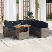 Loungeset 7-delig poly rattan grijs