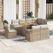 Loungeset 9-delig poly rattan beige