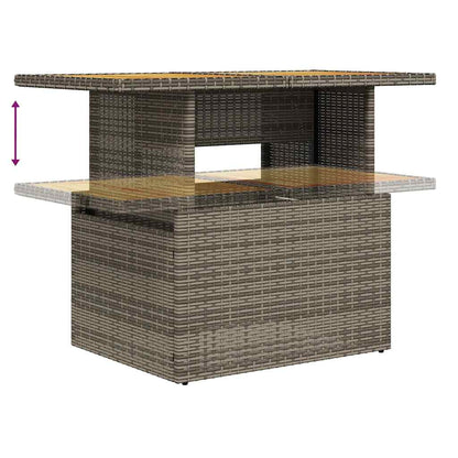 9-delige Loungeset met kussens poly rattan grijs