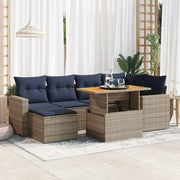 7-piece Lounge Set with Cushions poly rattan grey