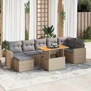 Loungeset 8-delig poly rattan beige