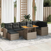 Loungeset poly rattan grijs 8-delig