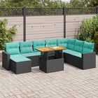 9-piece lounge set with cushions poly rattan black