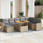 9-delige Loungeset met kussens poly rattan beige