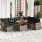 9-delige Loungeset met kussens poly rattan grijs