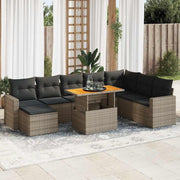 Loungeset 9-delig poly rattan grijs
