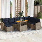 Loungeset 9-delig poly rattan grijs