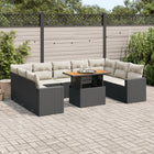 10-delige Loungeset met kussens poly rattan zwart