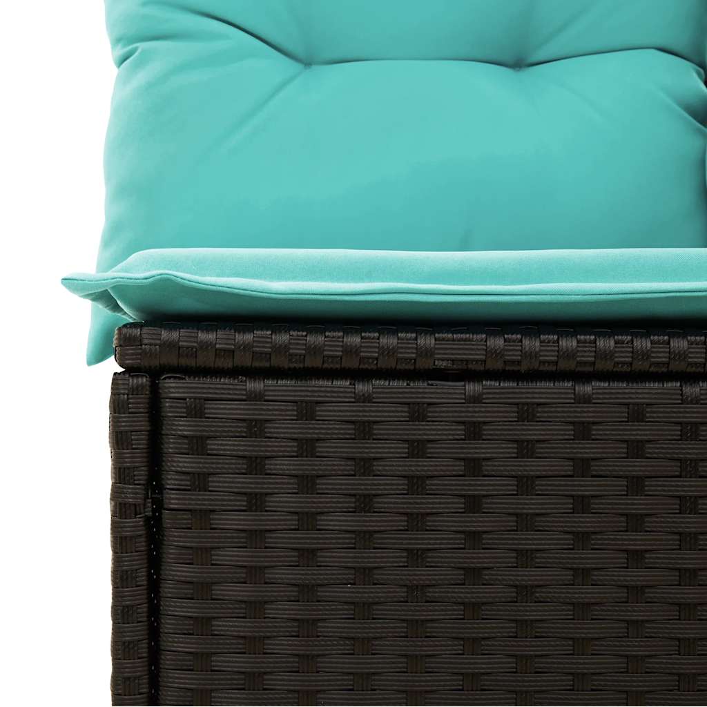 10-delige Loungeset met kussens poly rattan zwart