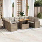 10-delige Loungeset met kussens poly rattan beige