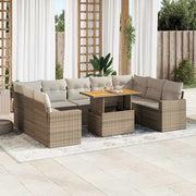 Loungeset poly rattan 10-delig beige