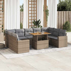 10-delige Loungeset met kussens poly rattan beige