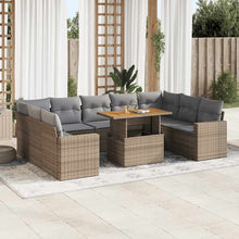 10-delige Loungeset met kussens poly rattan beige